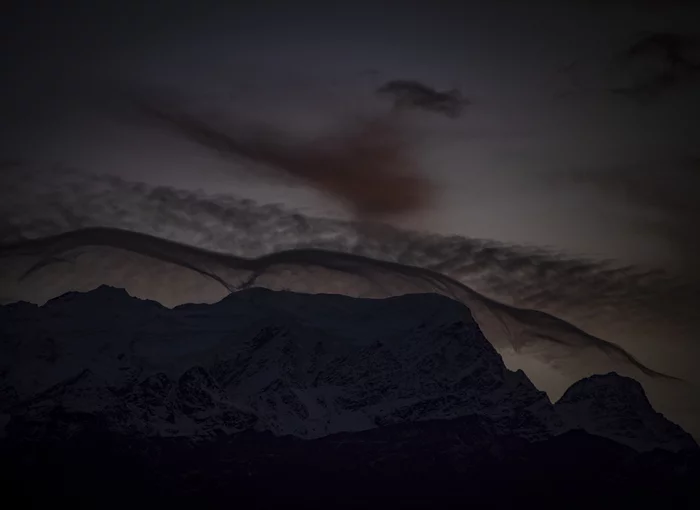 strange clouds - My, Elbrus, The mountains, The photo, View from the window, Clouds