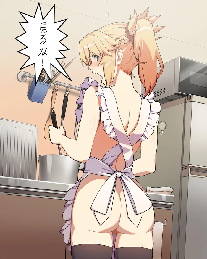 Apron - NSFW, Anime, Anime art, Fate, Mordred, Apron, Kitchen