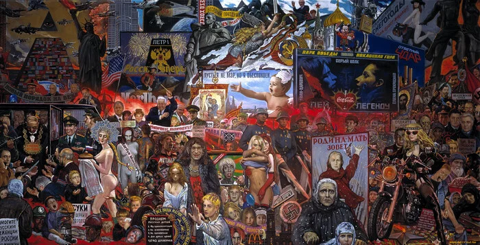 Painting by I. Glazunov The Market of Our Democracy 1999 I looked at the details for a long time. Print this on the whole wall - Russia, the USSR, Details, Painting