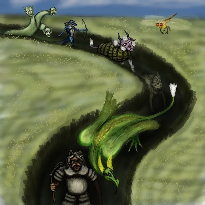 Group portrait - a fortress in a swamp - My, Drawing, Digital drawing, Герои меча и магии, Swamp, Characters (edit), HOMM III