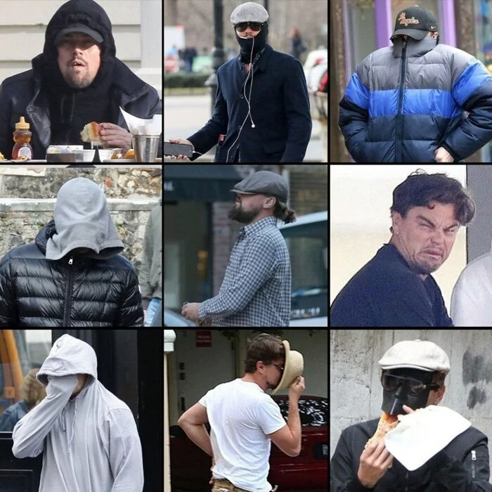 This is what the idol of millions looks like - Crossposting, Pikabu publish bot, The photo, Collage, Leonardo DiCaprio, Paparazzi, Disguise