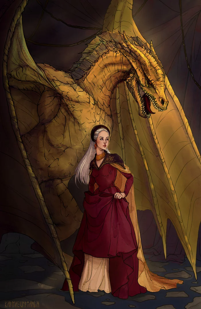 Rainier and Sirax - Drawing, PLIO, House of the Dragon, Targaryen, The Dragon, Girls, Art, Raineera Targaryen