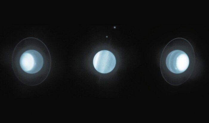 Three portraits of Uranus taken by the Hubble telescope in 1995, 2007 and 2019 - Universe, Planet, Astronomy, Astrophysics, Milky Way, Starry sky, Astrophoto, Stars, Space, Hurricane, Hubble telescope, Galaxy, Uranus
