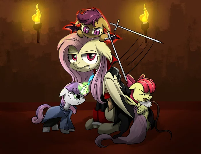 Marksmen - Vampire Hunters! - My little pony, Fluttershy, Applebloom, Sweetie belle, Scootaloo, Flutterbat, Castlevania, Cutie mark crusaders