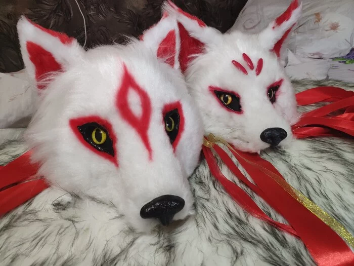 fox masks - My, Sewing, Needlework, With your own hands, Decoration, Fox, Kitsune, Cosplay, Mask, Masquerade, Needlework without process, Accessories
