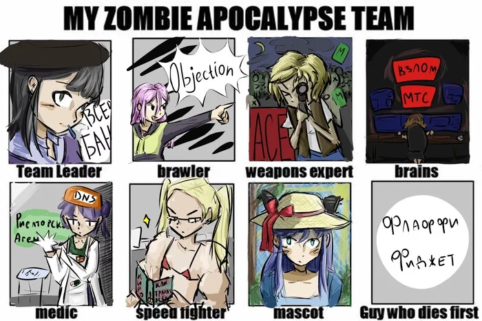 Team for the zombie apocalypse - My, Painting, Digital drawing, Drawing, Art, Beginner artist, Sketch, Artist