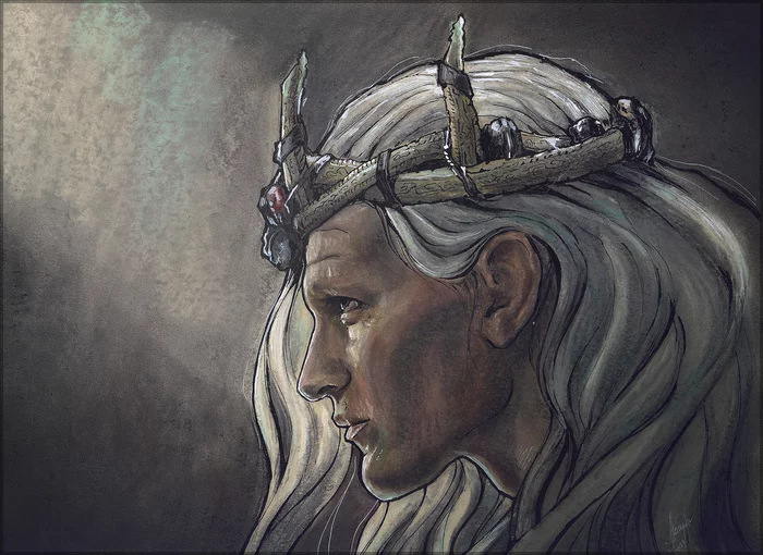 Crown Steps - My, House of the Dragon, Matt Damon, Damon Targaryen, Dry pastel, Mascara, Longpost, Matt smith