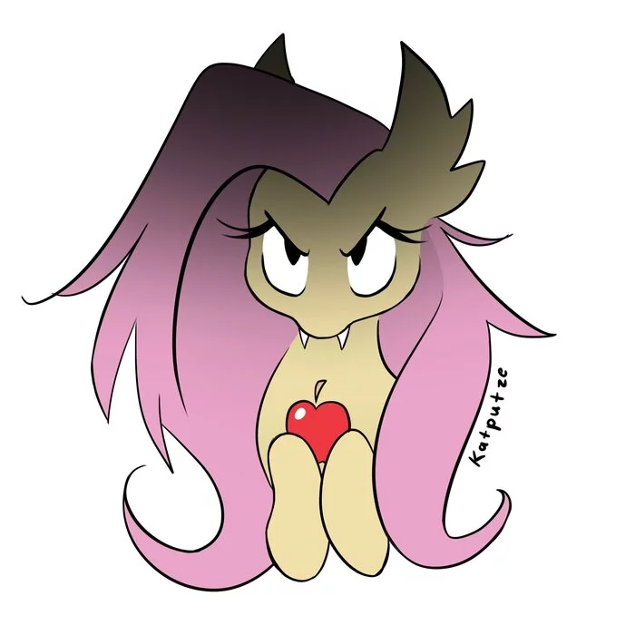 - Одно яблоко? - My Little Pony, PonyArt, Flutterbat, Katputze