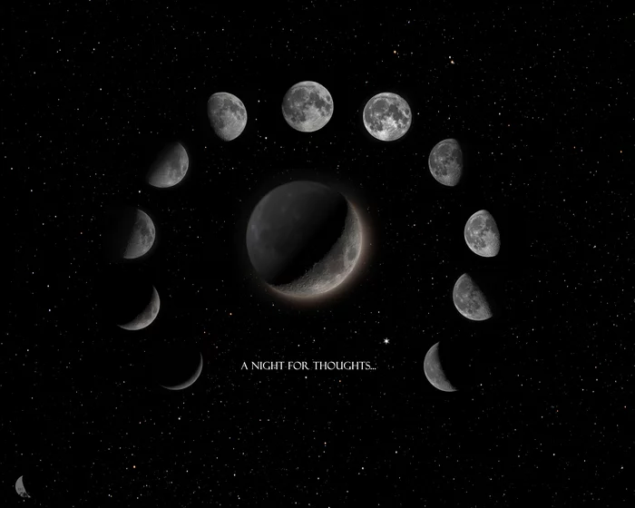Moon phases - My, The photo, Sky, Nature, Astrophoto, moon, Starry sky, Night, Text, Collage