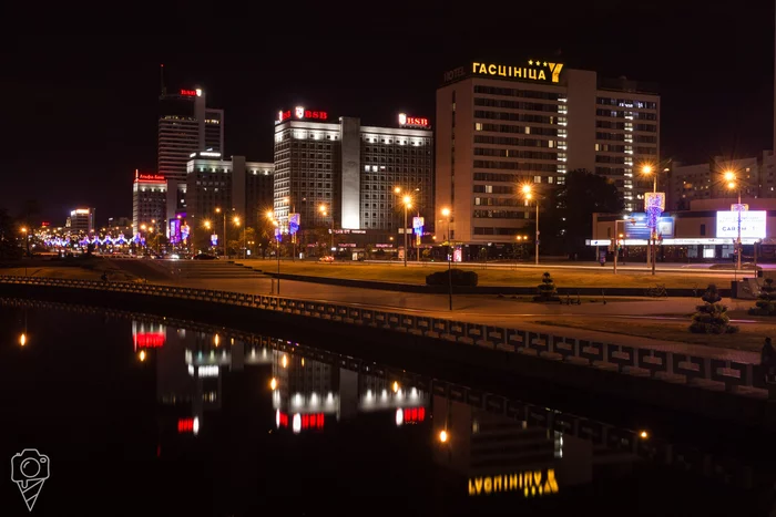 Minsk Pobediteley Avenue - Belarus - My, Republic of Belarus, Town, Minsk, Architecture, sights, Avenue, Night city, Reflection