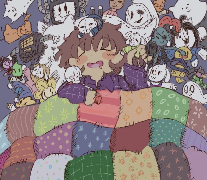 Collection of art in honor of the seventh anniversary of the game - Undertale, Art, Alltogether, Games, Frisk, Chara, Asriel, Toriel, Papyrus, Sans, Undyne, Alphys, W D Gaster, Muffet, Mettaton, Napstablook, Monster Kid, Video, Youtube, Longpost, Asgore