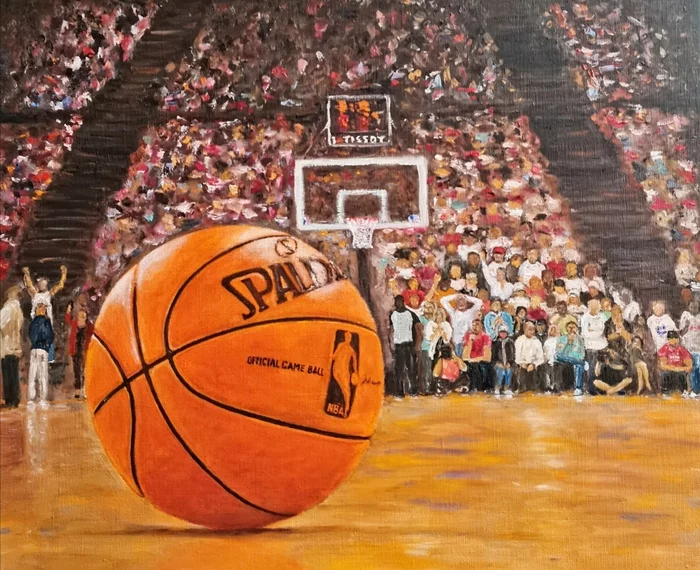 Basketball. Oil on canvas, size 50x60 cm - My, Oil painting, Art, Painting, Painting, Modern Art, Artist, Basketball, Basketball, Sport