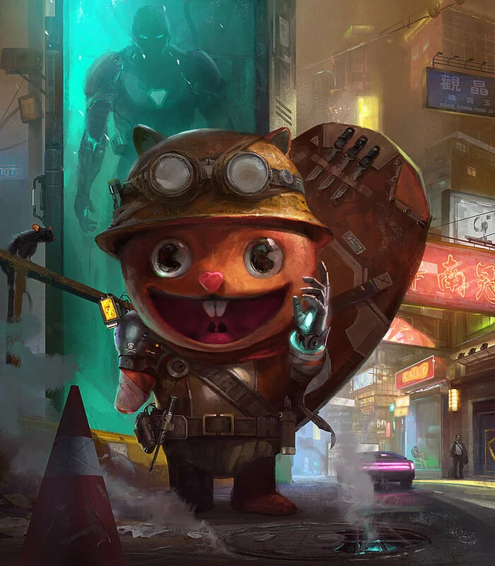 Handy - Cyberpunk, Handy, Happy tree friends, Animated series, Artstation, Art