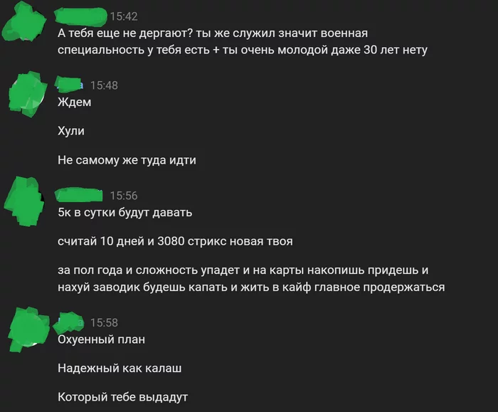 Бизнес план - Моё, Мат, Переписка, Диалог, ВКонтакте, Мобилизация, Большой Лебовски, Скриншот, Частичная мобилизация, Политика, План