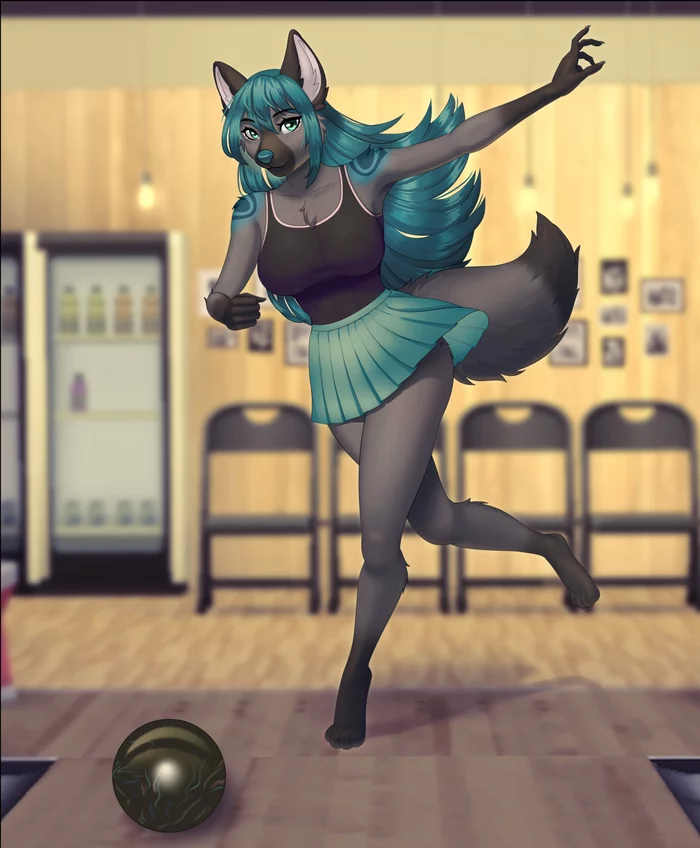 Bowling - Furry, Anthro, Art, Furry wolf, Pipyaka