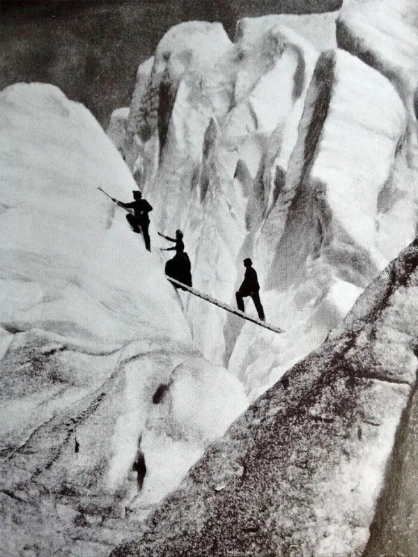 Victorian Alpinists, 1900 - Old photo, Black and white photo, Alps, Victorian era, Mountaineering, The photo