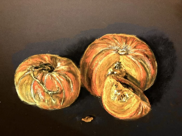 pumpkin spas - My, Pumpkin, Oil pastel, Harvest