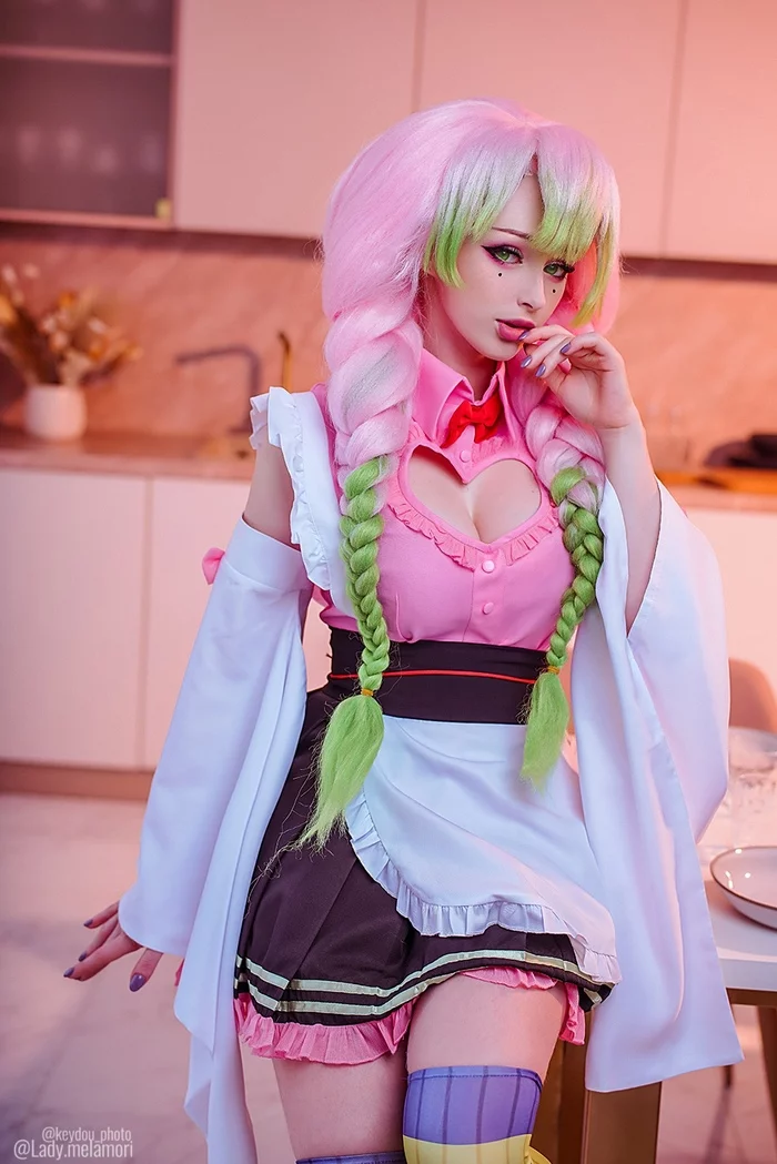 Cosplay on Mitsuri Kanroji from Demon Slayer - My, Cosplay, Anime, Girls, Lady melamori, Demon slayer, Longpost, Mitsuri Kanroji