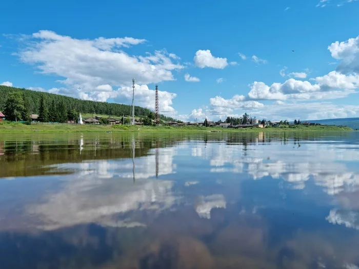 mirror surface - My, Mobile photography, Clouds, Summer, River, Lena river, Irkutsk region