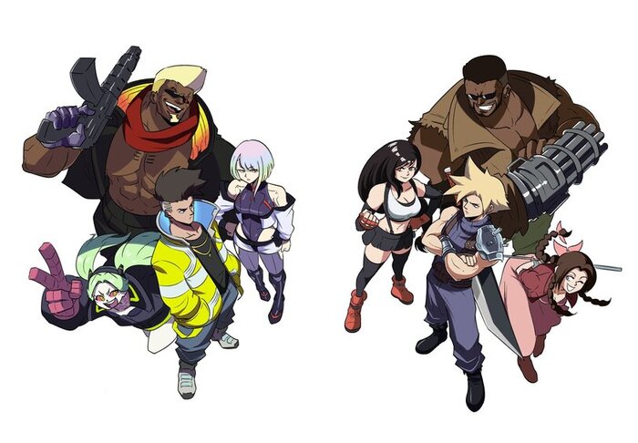 Who is it *gonks* choom? , , Anime Art, Cyberpunk 2077, Cyberpunk: Edgerunners, Final Fantasy VII, , Rebecca (Edgerunners), Lucy (Edgerunners), Tifa Lockhart, Tinafate1