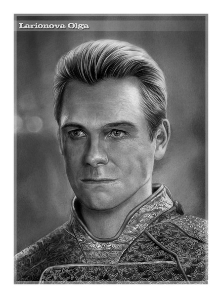Homelander. - My, Portrait, Portrait by photo, Drawing, Graphics, Celebrities, Boys (TV series), Anthony Starr, Pencil drawing, Homelander (Boys TV series)