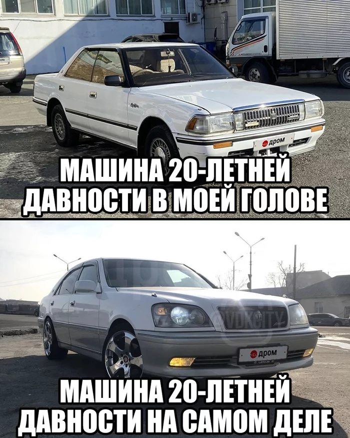 Time warp - Car, Toyota crown, Toyota, Old age, Time flies, Auto, Picture with text, Perception