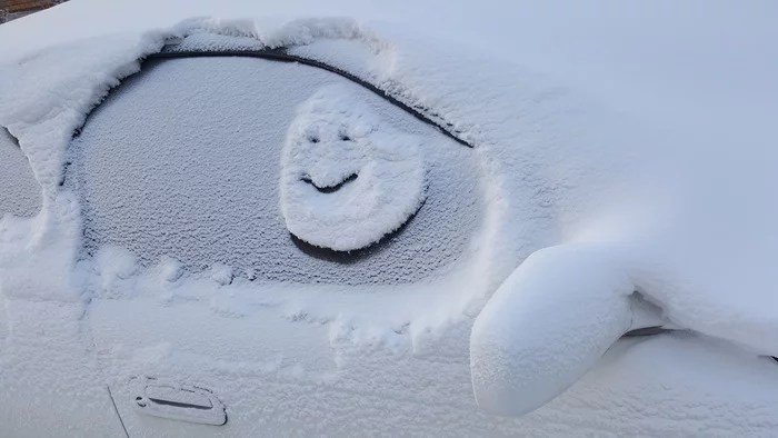 Soon in all courtyards of the country - My, The photo, Snow, Auto, Smile, Smile, Frost, Good mood