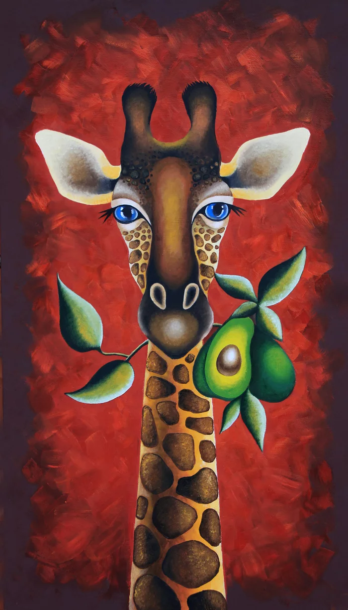 African representative. - My, Art, Artist, Painting, Painting, Oil painting, Giraffe, Africa, Longpost