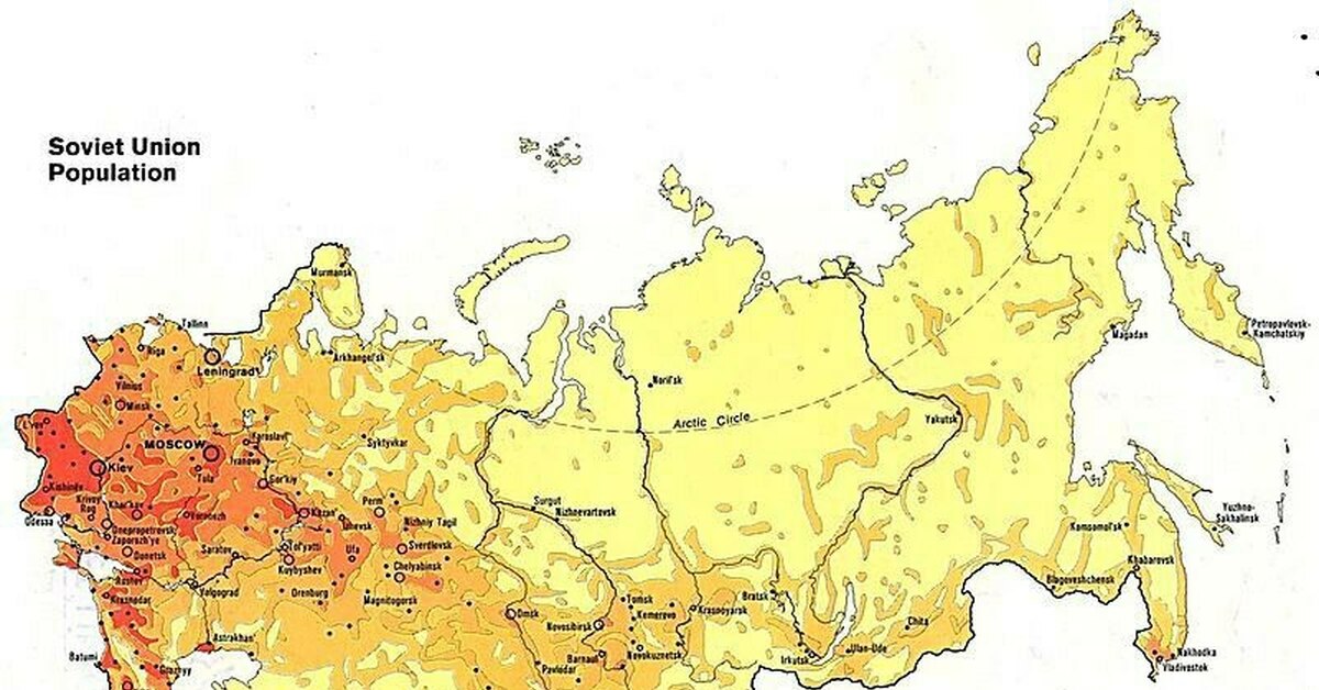 Какие сведения содержит карта плотности населения россии