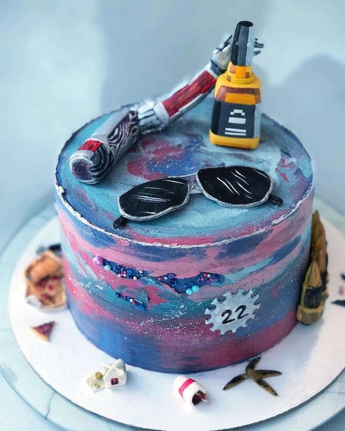 cyberpunk cake - My, Cake, Cyberpunk, Cyberpunk 2077, Decor, Food, Confectioner, Moscow, Longpost