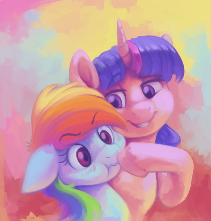 Буп в Радугу - My Little Pony, Арт, PonyArt, Verulence, Rainbow Dash, Twilight sparkle