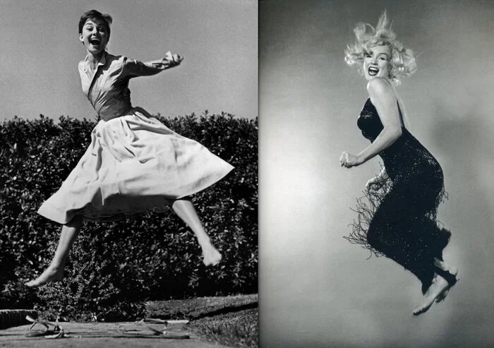 Photos of celebrities in a jump - Marilyn Monroe, Old photo, Black and white photo, Celebrities, Longpost