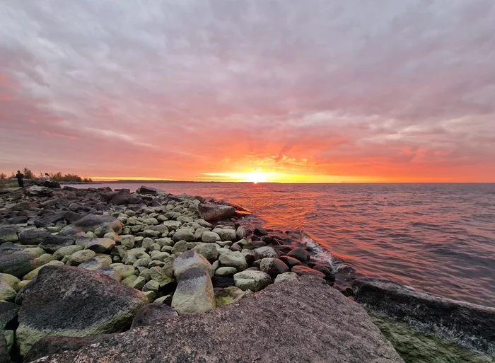 Another sea sunset - My, Mobile photography, Saint Petersburg, Sunset, Sea, Photo on sneaker, Longpost