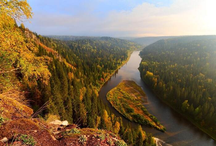 What beauty and space - Nature, The rocks, The nature of Russia, wildlife, beauty, Sunset, Forest, Sky, The photo, Fog, dawn, Perm Territory