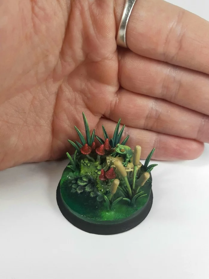 Frog miniature - My, Needlework with process, Painting miniatures, Miniature, 3D печать, 3D printer, Epoxy resin, Modeling, Diorama, Longpost