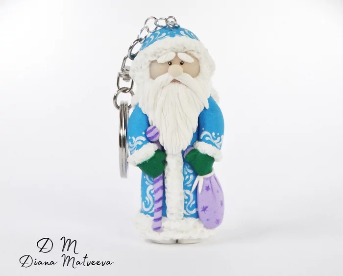 Here is a grandfather made of clay. - My, Polymer clay, Keychain, Father Frost, Presents, Clay, Handmade, Creation, Polymers