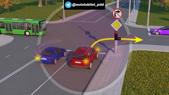 Trap from the traffic police: Is the red car allowed to turn right? - My, Traffic rules, Traffic police, Driver, Motorists, Auto, Longpost