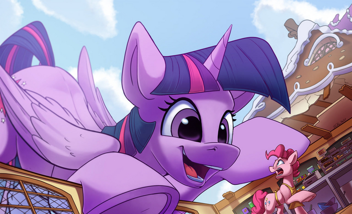 Большая фиолетовая My Little Pony, Twilight Sparkle, Pinkie Pie, Giant Pony, Tsitra360