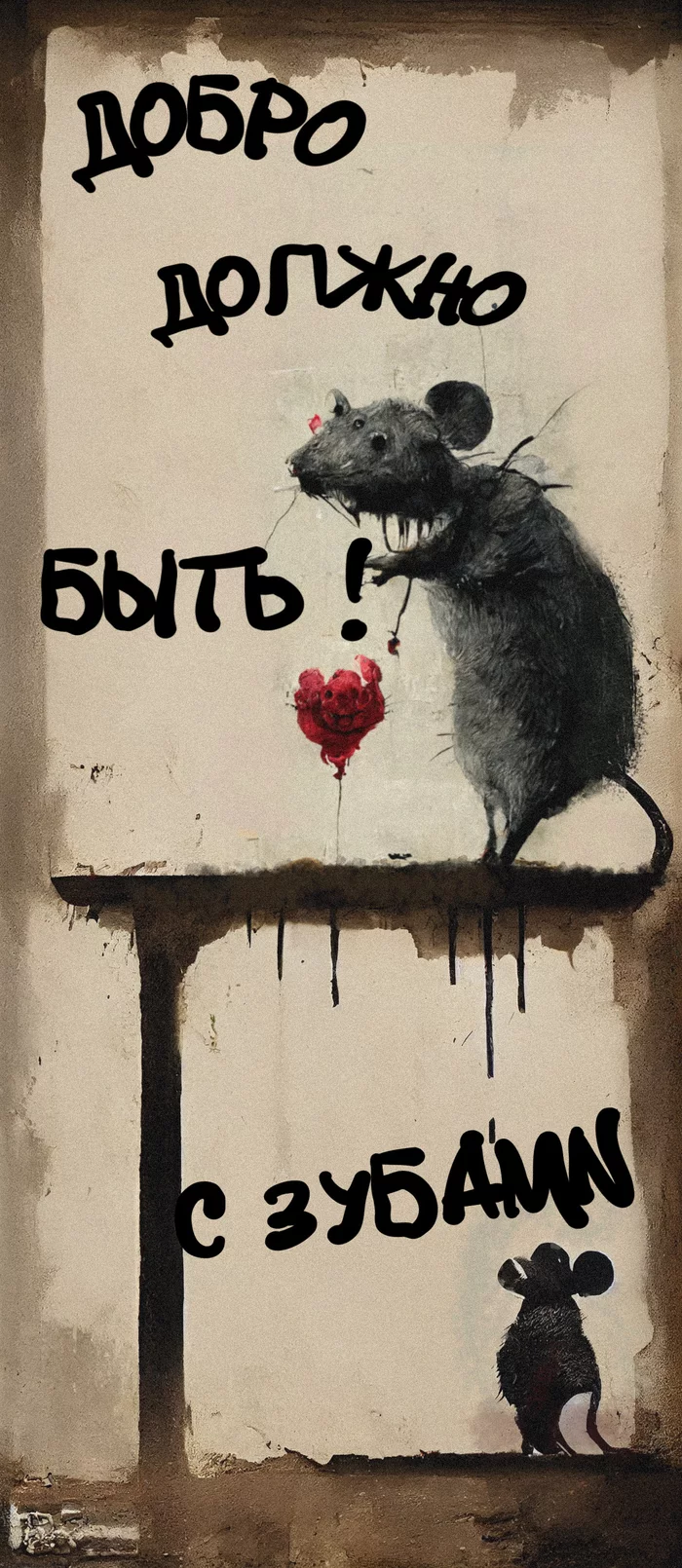 Day 2. Toothy rat - My, Midjourney, Нейронные сети, Rat, Challenge, Longpost, Rattober