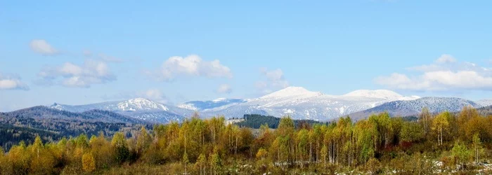 Осень в Горной Шории - Моё, Осень, Горы, Снег, Зелень, Фотография