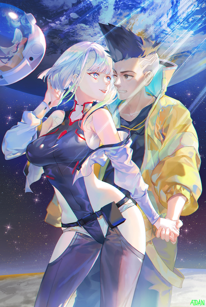 I really want to stay at you... , Anime Art, , , Lucy (Edgerunners), Cyberpunk: Edgerunners