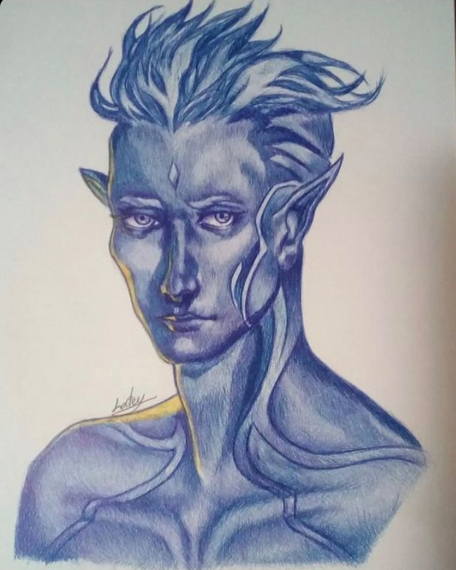 My vision of Moonface from the Guardians of Dreams - My, Self-taught, Self-taught artist, Drawing, Pen drawing, Ball pen, Фанфик, Art, Humanization