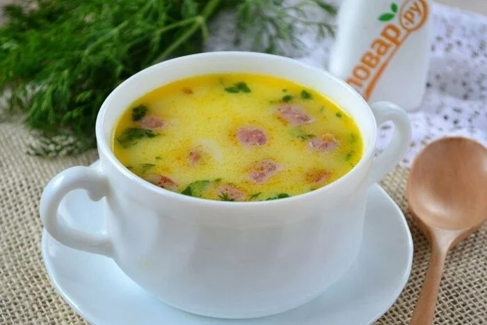 Cheese soup with sausages - Crossposting, Pikabu publish bot, Longpost, Recipe, Soup, Food