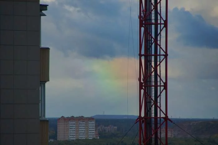 Rainbow - My, Rainbow, Weather, The photo, Radio tower