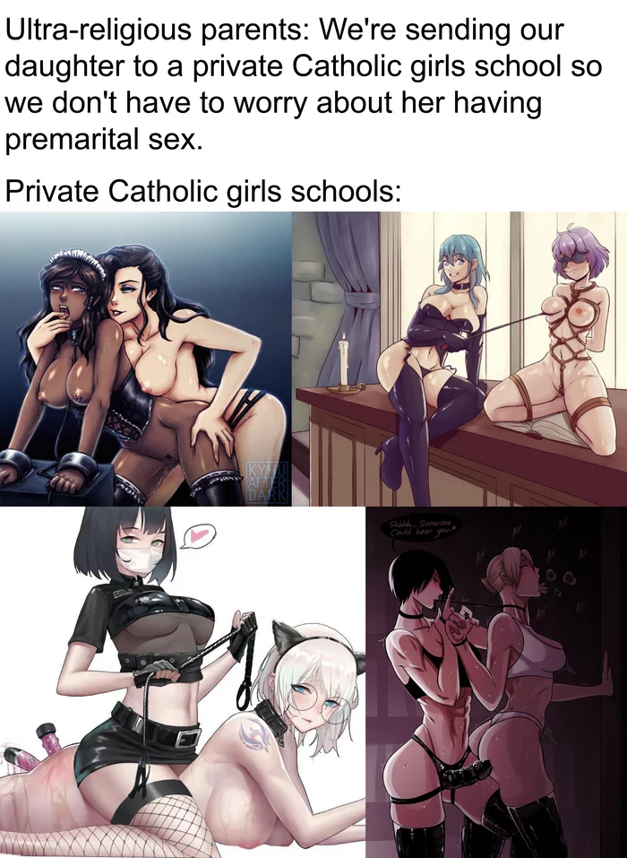 I hope I have identified the picture in the correct message - NSFW, Anime, Hentai, Memes, Anime memes, Lesbian, Strapon, Stockings, Piercing, Dildo, Vibrator, Shibari, Boobs, Picture with text