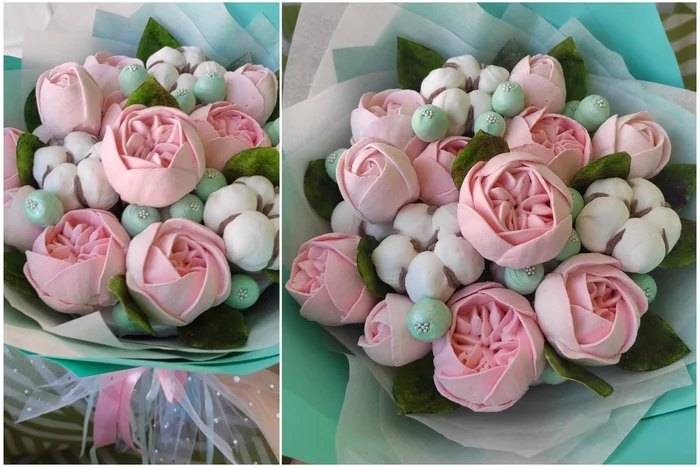 marshmallow cotton - My, Marshmallow floristry, Marshmallow, the Rose, Peonies, Cotton (fabrics and plant), Video, Vertical video