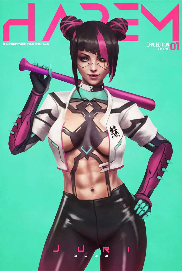 Juri - NSFW, Monorirogue, Juri han, Art, Street fighter, Cyberpunk, Girls