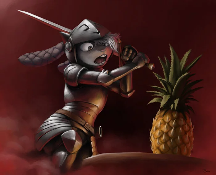 A battle that will be legendary - Furry, Furry art, Knights, A pineapple