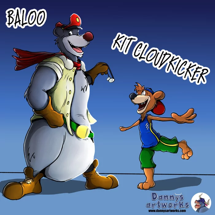 Baloo and Kit - My, Artist, Drawing, Cartoons, Digital, Animated series, Characters (edit), Nostalgia, Walt disney company