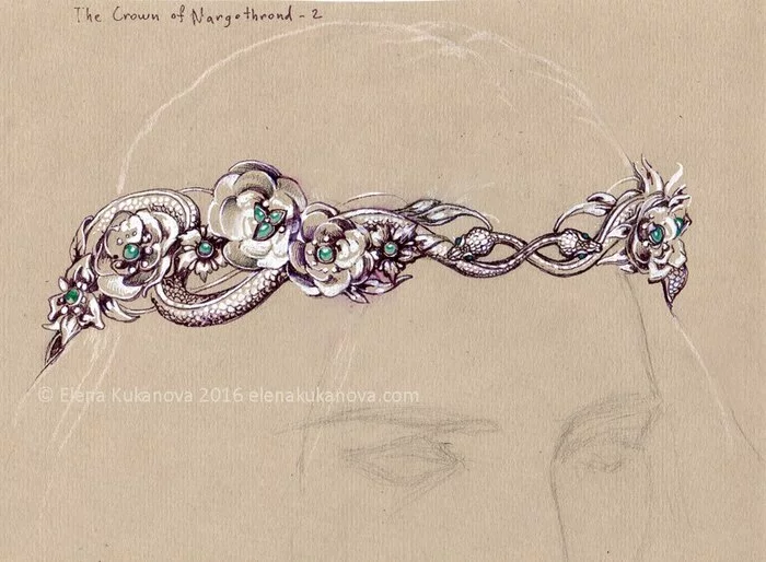 Crown of Nargothrond - My, Tolkien's Legendarium, Characters (edit), Concept Art, Design, Jewelry, Elves, Graphics, Illustrations, Longpost